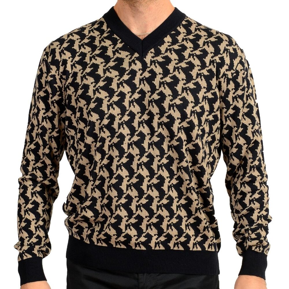 Scuderia Ferrari Men's Organic Cotton Silk V-Neck Pullover Sweater US 2XL IT 56
